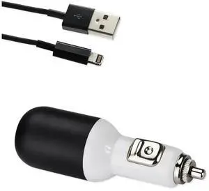 REIKO 8 PIN Portable CAR CHARGER WITH CABLE IN BLACK