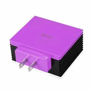 REIKO 4 AMP FOUR PORTS PORTABLE TRAVEL STATION CHARGER IN PURPLE