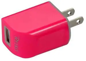 REIKO MICRO USB 1 AMP PORTABLE MICRO TRAVEL ADAPTER CHARGER WITH CABLE IN HOT PINK