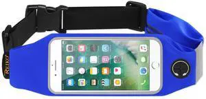 REIKO RUNNING SPORT BELT FOR IPHONE 7 PLUS/ 6S PLUS OR 5.5 INCHES DEVICE WITH TWO POCKETS IN BLUE (5.5x5.5 INCHES)