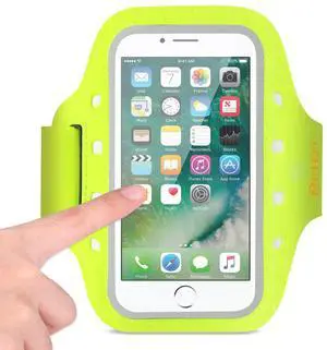 REIKO RUNNING SPORTS ARMBAND FOR IPHONE 7 PLUS/ 6S PLUS OR 5.5 INCHES DEVICE WITH LED IN GREEN (5.5x5.5 INCHES)