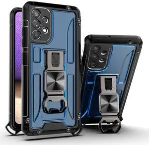 Kickstand Ring Holder/Bottle Opener with Magnetic Car Mount for Samsung Galaxy A32 In Blue