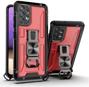 Kickstand Ring Holder/Bottle Opener with Magnetic Car Mount for Samsung Galaxy A32 In Red