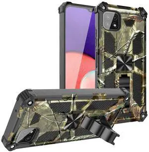Built-in Kickstand TPU Case with Magnetic Mount for SAMSUNG GALAXY A22 5G in Tree leaf patterns