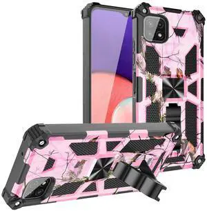 Built-in Kickstand TPU Case with Magnetic Mount for SAMSUNG GALAXY A22 5G in Tree leaf patterns
