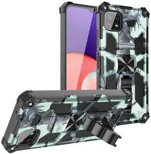 Built-in Kickstand TPU Case with Magnetic Mount for SAMSUNG GALAXY A22 5G in Tree leaf patterns