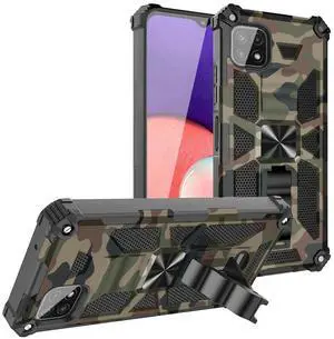 Built-in Kickstand TPU Case with Magnetic Mount for SAMSUNG GALAXY A22 5G in Camouflage