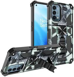 Built-in Kickstand TPU Case with Magnetic Mount for ONEPLUS NORD N200 5G in Tree leaf patterns