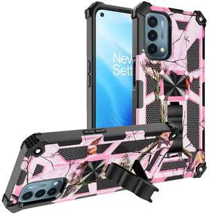 Built-in Kickstand TPU Case with Magnetic Mount for ONEPLUS NORD N200 5G in Tree leaf patterns