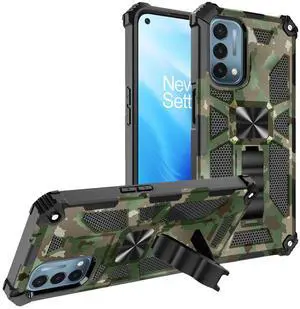 Built-in Kickstand TPU Case with Magnetic Mount for ONEPLUS NORD N200 5G in Camouflage