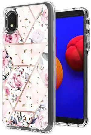 Flower Design Pattern Printing Dual Layer Hybrid Hard Plastic and Soft TPU Rubber Case Cover for SAMSUNG GALAXY S21 FE In Pink Base Flower