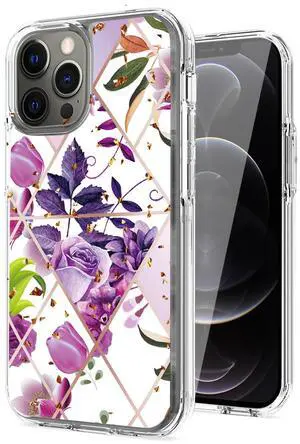 Flower Design Pattern Printing Dual Layer Hybrid Hard Plastic and Soft TPU Rubber Case Cover for APPLE IPHONE 12 PRO MAX In Purple Base Flower Flower Design Pattern Printing Dual Layer Hybrid Hard Plastic and Soft TPU Rubber Case Cover for APPLE IPHONE 12 PRO MAX In Purple Base Flower