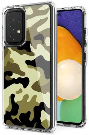 Camouflage Dual Layer Hybrid Hard Plastic and Soft TPU Rubber Case Cover for  SAMSUNG GALAXY A52 5G In Green
