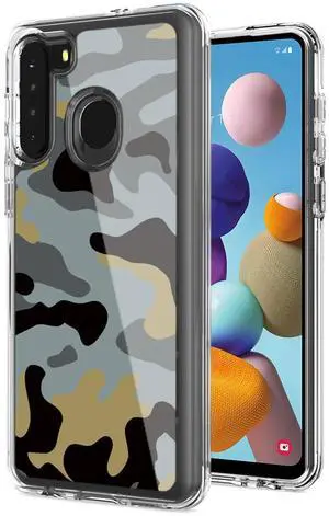 Camouflage Dual Layer Hybrid Hard Plastic and Soft TPU Rubber Case Cover for  SAMSUNG GALAXY S21/S30 In Blue