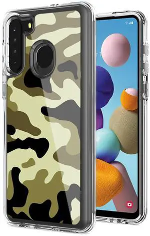 Camouflage Dual Layer Hybrid Hard Plastic and Soft TPU Rubber Case Cover for  SAMSUNG GALAXY S21/S30 In Green