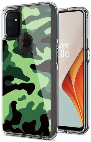 Camouflage Dual Layer Hybrid Hard Plastic and Soft TPU Rubber Case Cover for ONEPLUS NORD N100 In Mint Green