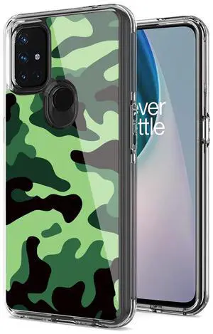 Camouflage Dual Layer Hybrid Hard Plastic and Soft TPU Rubber Case Cover for ONEPLUS NORD N10 5G In Mint Green