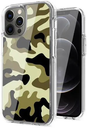 Camouflage Dual Layer Hybrid Hard Plastic and Soft TPU Rubber Case Cover for APPLE IPHONE 12 PRO MAX In Green Camouflage Dual Layer Hybrid Hard Plastic and Soft TPU Rubber Case Cover for APPLE IPHONE 12 PRO MAX In Green
