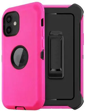 Multilayer Full Protection with Built-In Screen Protector CaseAPPLE IPHONE 12 MINI In Hot Pink Multilayer Full Protection with Built-In Screen Protector CaseAPPLE IPHONE 12 MINI In Hot Pink