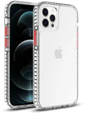 TPU Bumper Shockproof Case With Embedded Coil In BlackAPPLE IPHONE 12 PRO MAX In Clear Red TPU Bumper Shockproof Case With Embedded Coil In BlackAPPLE IPHONE 12 PRO MAX In Clear Red