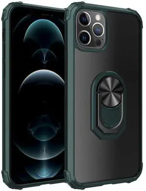 Kickstand Ring Holder TPU Shockproof Case With Magnetic Car MountAPPLE IPHONE 12 PRO MAX In Green