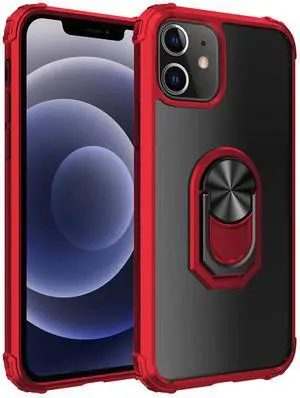 Kickstand Ring Holder TPU Shockproof Case With Magnetic Car MountAPPLE IPHONE 12 MINI In Red