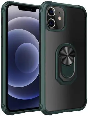 Kickstand Ring Holder TPU Shockproof Case With Magnetic Car MountAPPLE IPHONE 12 MINI In Green