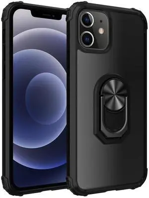 Kickstand Ring Holder TPU Shockproof Case With Magnetic Car MountAPPLE IPHONE 12 MINI In Black