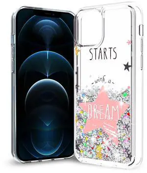 Reiko iPhone 12 / 12 Pro Glitter Case Moving Quicksand Silver Dream Reiko iPhone 12 / 12 Pro Glitter Case Moving Quicksand Silver Dream