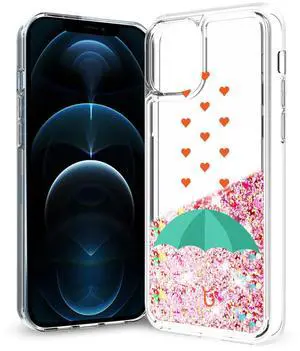 Reiko iPhone 12 / 12 Pro Glitter Case Moving Quicksand Rainbow Umbrella Reiko iPhone 12 / 12 Pro Glitter Case Moving Quicksand Rainbow Umbrella