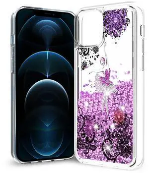 Reiko iPhone 12 Pro Max Glitter Case Moving Quicksand Purple Ballerina Reiko iPhone 12 Pro Max Glitter Case Moving Quicksand Purple Ballerina