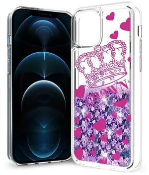 Reiko iPhone 12 Pro Max Glitter Case Moving Quicksand Purple Crown Reiko iPhone 12 Pro Max Glitter Case Moving Quicksand Purple Crown