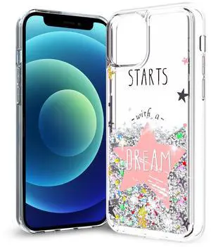 Reiko iPhone 12 Mini Glitter Case Moving Quicksand Silver Dream Reiko iPhone 12 Mini Glitter Case Moving Quicksand Silver Dream