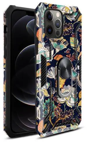 Reiko Phone Case with Magnetic Ring Holder For IPHONE 12/ IPHONE 12 PRO In Navy Reiko Phone Case with Magnetic Ring Holder For IPHONE 12/ IPHONE 12 PRO In Navy