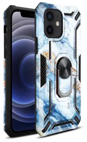 Reiko Phone Case with Magnetic Ring Holder For IPHONE 12 MINI In Blue Reiko Phone Case with Magnetic Ring Holder For IPHONE 12 MINI In Blue