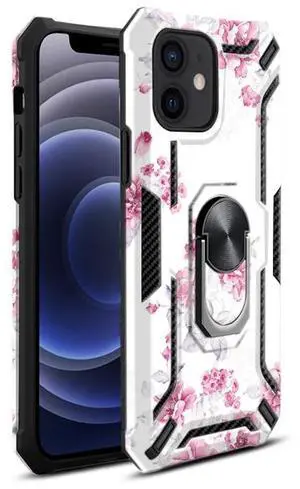 Reiko Phone Case with Magnetic Ring Holder For IPHONE 12 MINI In White Reiko Phone Case with Magnetic Ring Holder For IPHONE 12 MINI In White