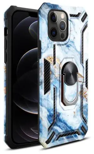 Reiko Phone Case with Magnetic Ring Holder For IPHONE 12 PRO MAX In Blue Reiko Phone Case with Magnetic Ring Holder For IPHONE 12 PRO MAX In Blue