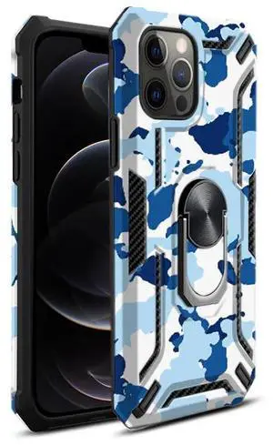 Reiko Phone Case with Magnetic Ring Holder For IPHONE 12 PRO MAX In Blue Reiko Phone Case with Magnetic Ring Holder For IPHONE 12 PRO MAX In Blue