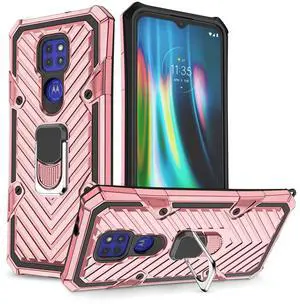 Reiko Kickstand Anti-Shock And Anti Falling Case for Moto G9/G9 PLAY In Rose Gold