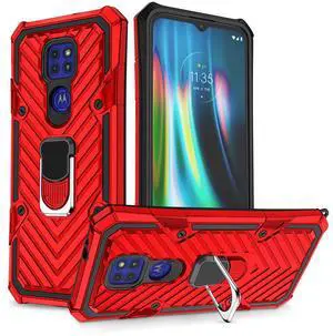 Reiko Kickstand Anti-Shock And Anti Falling Case for Moto G9/G9 PLAY In Red