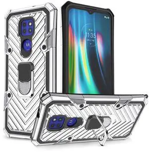 Reiko Kickstand Anti-Shock And Anti Falling Case for Moto G9/G9 PLAY In Silver