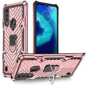 Reiko Kickstand Anti-Shock And Anti Falling Case for  Moto G8 Power Lite In Rose Gold
