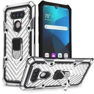 Reiko Kickstand Anti-Shock And Anti Falling Case for LG HARMONY 4 In Silver