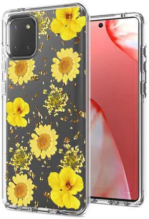 Pressed dried flower Design Phone case for  SAMSUNG GALAXY A81/Note 10 Lite/M60S In Yellow