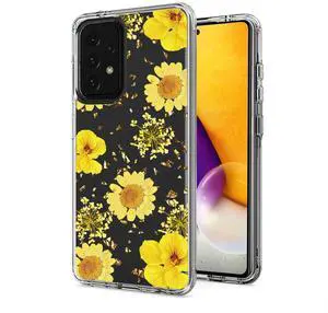 Pressed dried flower Design Phone case for Samsung Galaxy A72 5G In Yellow