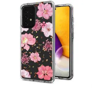 Pressed dried flower Design Phone case for Samsung Galaxy A72 5G In Pink