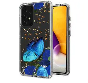 Pressed dried flower Design Phone case for Samsung Galaxy A72 5G In Blue
