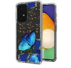 Pressed dried flower Design Phone case for Samsung Galaxy A52 5G In Blue