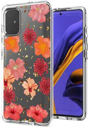Pressed dried flower Design Phone case for SAMSUNG GALAXY A51 5G In Red