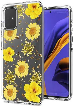 Pressed dried flower Design Phone case for SAMSUNG GALAXY A51 5G In Yellow